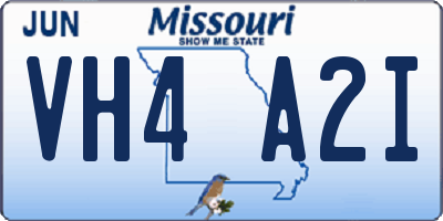 MO license plate VH4A2I