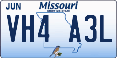 MO license plate VH4A3L