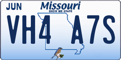 MO license plate VH4A7S