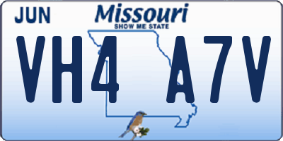 MO license plate VH4A7V