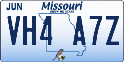 MO license plate VH4A7Z