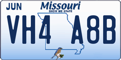 MO license plate VH4A8B