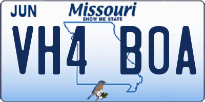 MO license plate VH4B0A
