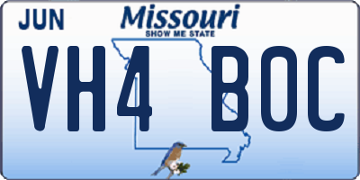 MO license plate VH4B0C