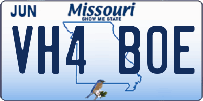 MO license plate VH4B0E
