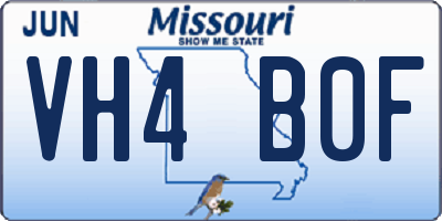 MO license plate VH4B0F