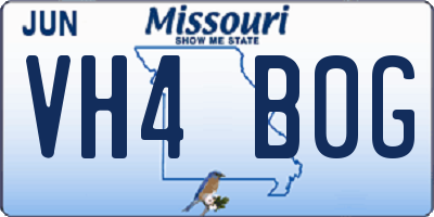 MO license plate VH4B0G