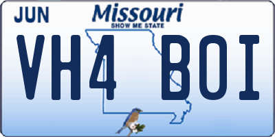 MO license plate VH4B0I
