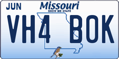 MO license plate VH4B0K