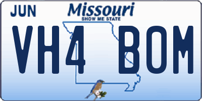 MO license plate VH4B0M