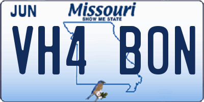 MO license plate VH4B0N