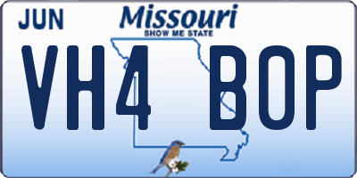 MO license plate VH4B0P