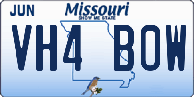 MO license plate VH4B0W