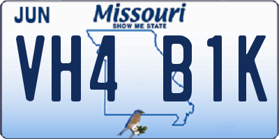 MO license plate VH4B1K