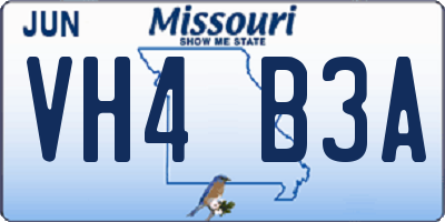 MO license plate VH4B3A