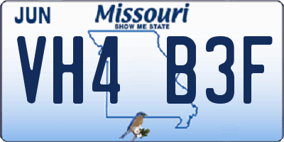 MO license plate VH4B3F