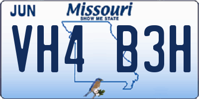 MO license plate VH4B3H