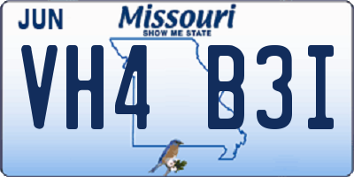 MO license plate VH4B3I