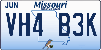 MO license plate VH4B3K