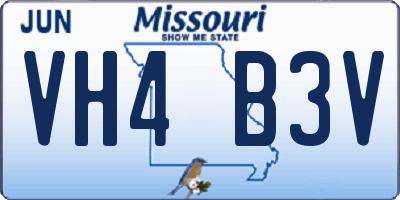 MO license plate VH4B3V
