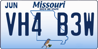 MO license plate VH4B3W