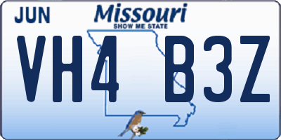 MO license plate VH4B3Z