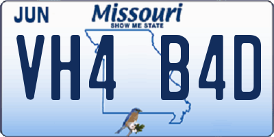 MO license plate VH4B4D