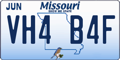 MO license plate VH4B4F