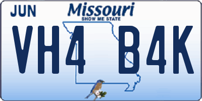 MO license plate VH4B4K