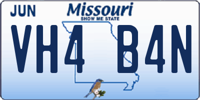 MO license plate VH4B4N