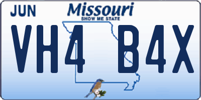 MO license plate VH4B4X
