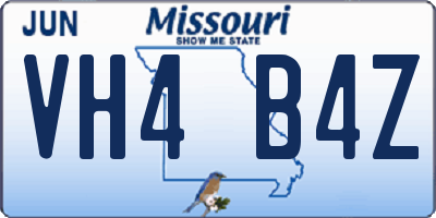 MO license plate VH4B4Z