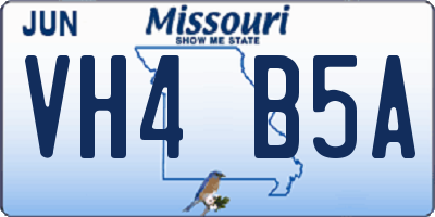 MO license plate VH4B5A