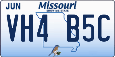 MO license plate VH4B5C
