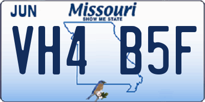 MO license plate VH4B5F