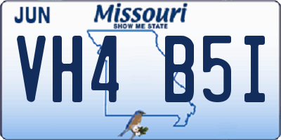MO license plate VH4B5I