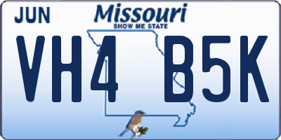MO license plate VH4B5K