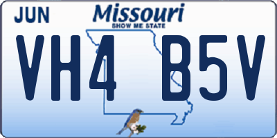 MO license plate VH4B5V