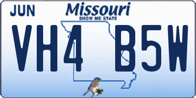 MO license plate VH4B5W