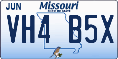 MO license plate VH4B5X