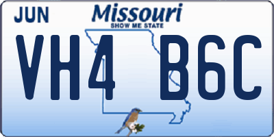 MO license plate VH4B6C