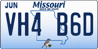 MO license plate VH4B6D