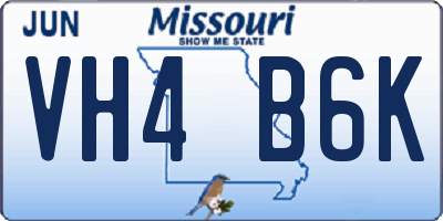 MO license plate VH4B6K