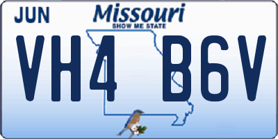 MO license plate VH4B6V