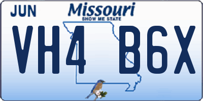 MO license plate VH4B6X