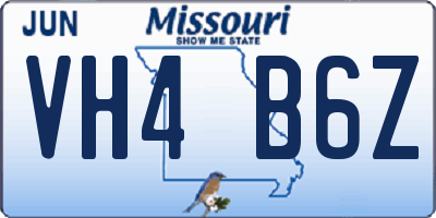 MO license plate VH4B6Z