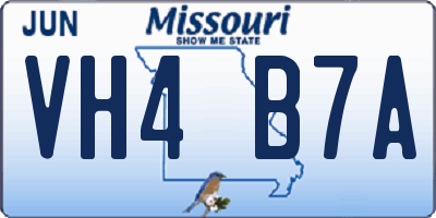 MO license plate VH4B7A
