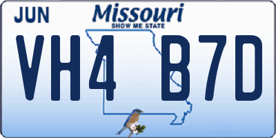 MO license plate VH4B7D