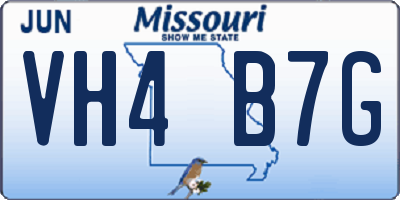 MO license plate VH4B7G