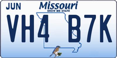 MO license plate VH4B7K